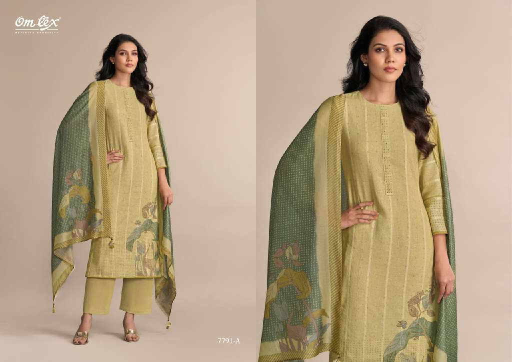 OMTEX PRESENT DESI TWIST WHOLESALE LINEN STRIPES DIGITAL PRINT WITH HAND WORK CLASSIC LOOK SALWAR SUITS
