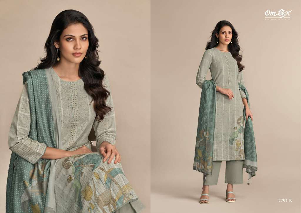 OMTEX PRESENT DESI TWIST WHOLESALE LINEN STRIPES DIGITAL PRINT WITH HAND WORK CLASSIC LOOK SALWAR SUITS