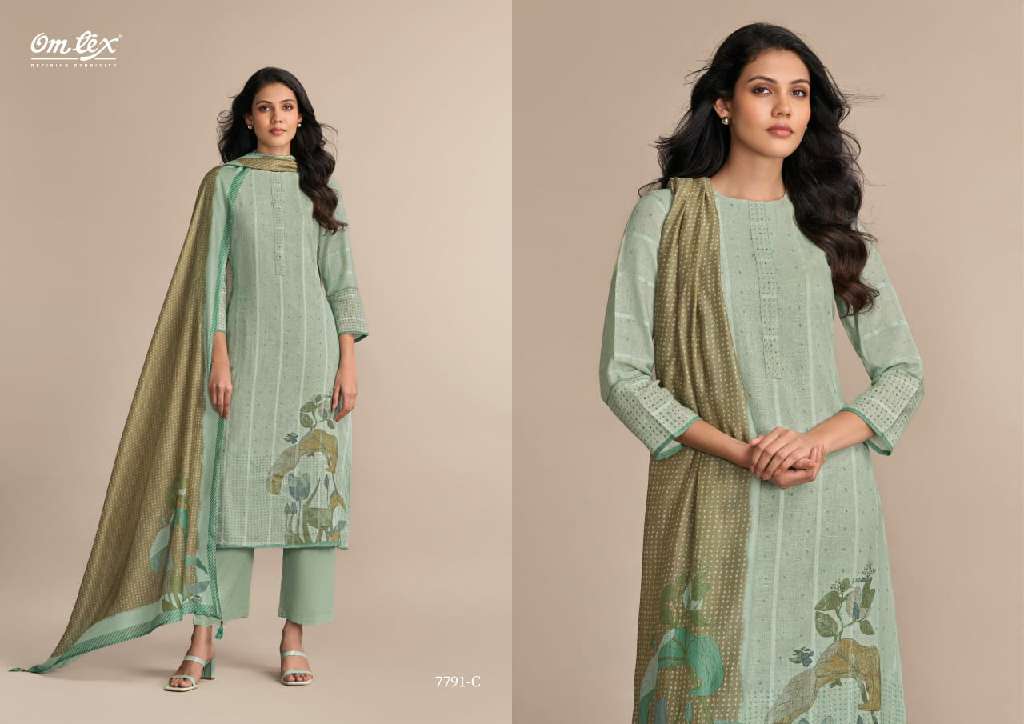 OMTEX PRESENT DESI TWIST WHOLESALE LINEN STRIPES DIGITAL PRINT WITH HAND WORK CLASSIC LOOK SALWAR SUITS