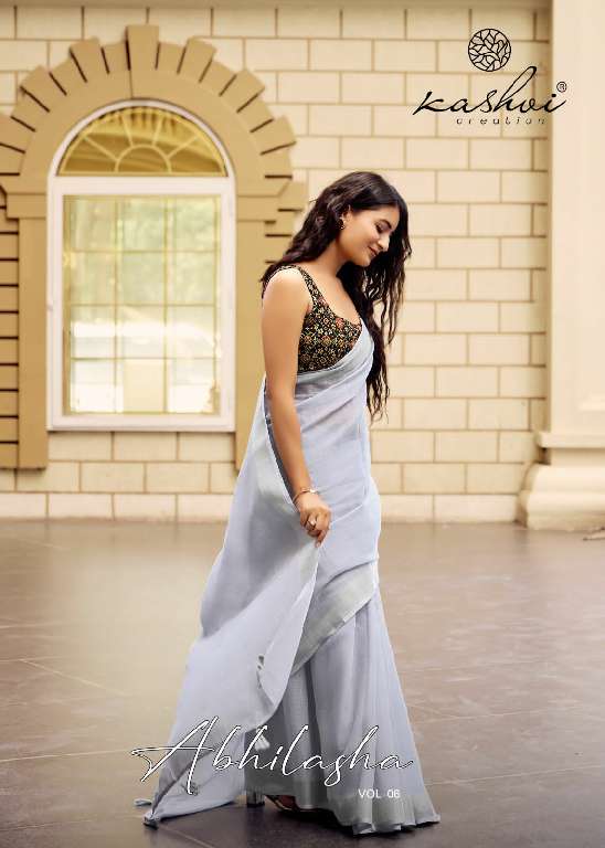 KASHVI CREATION ABHILASHA VOL 6 LINEN SILK WEAVING PATTERN FANCY SAREE WHOLESALER