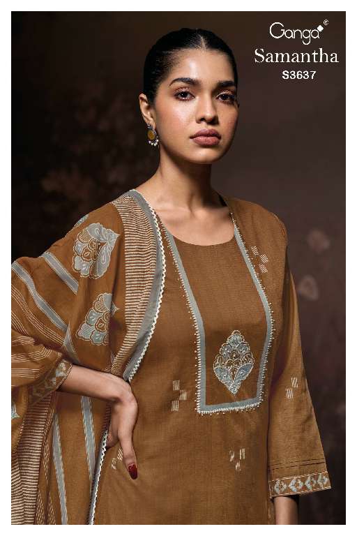 GANGA SAMANTHA S3637 WHOLESALE PREMIUM COTTON WITH DIGITAL PRINT PARTY WEAR SALWAR SUITS
