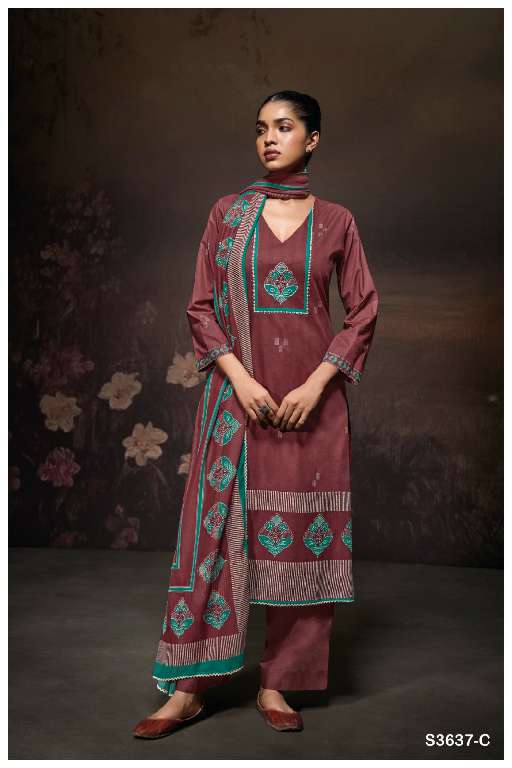 GANGA SAMANTHA S3637 WHOLESALE PREMIUM COTTON WITH DIGITAL PRINT PARTY WEAR SALWAR SUITS