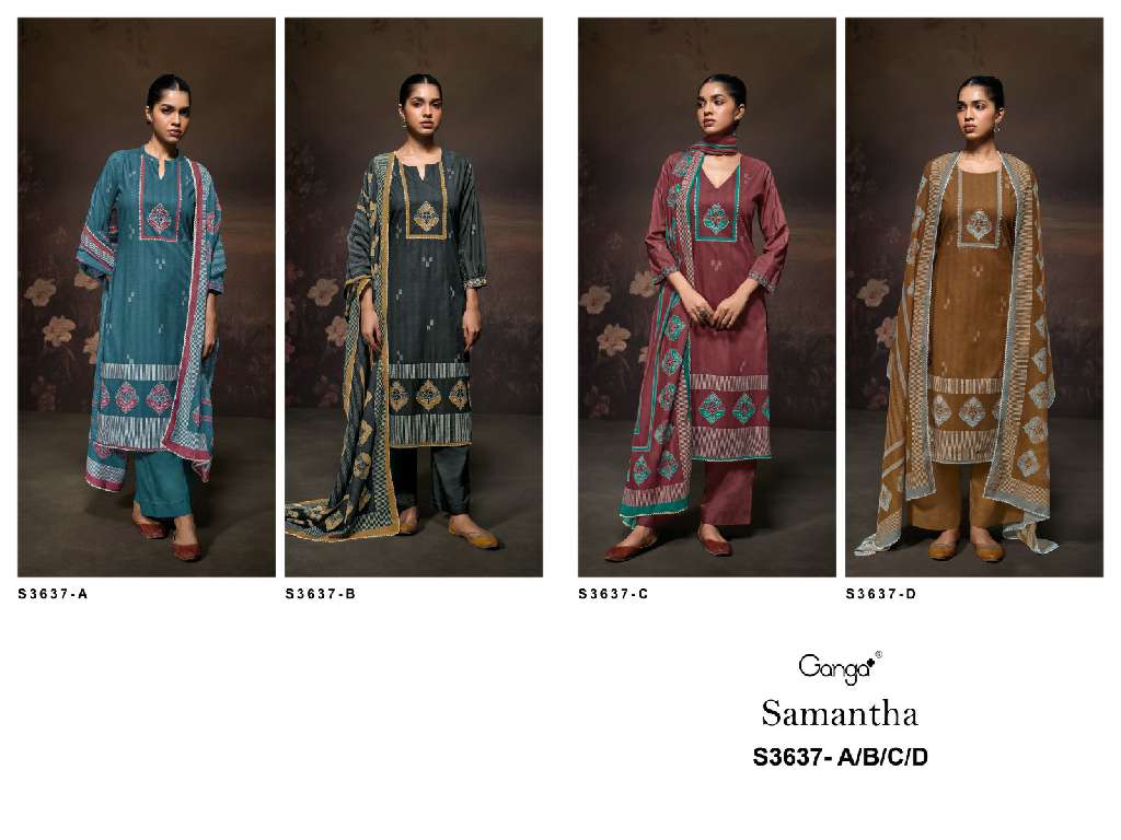 GANGA SAMANTHA S3637 WHOLESALE PREMIUM COTTON WITH DIGITAL PRINT PARTY WEAR SALWAR SUITS