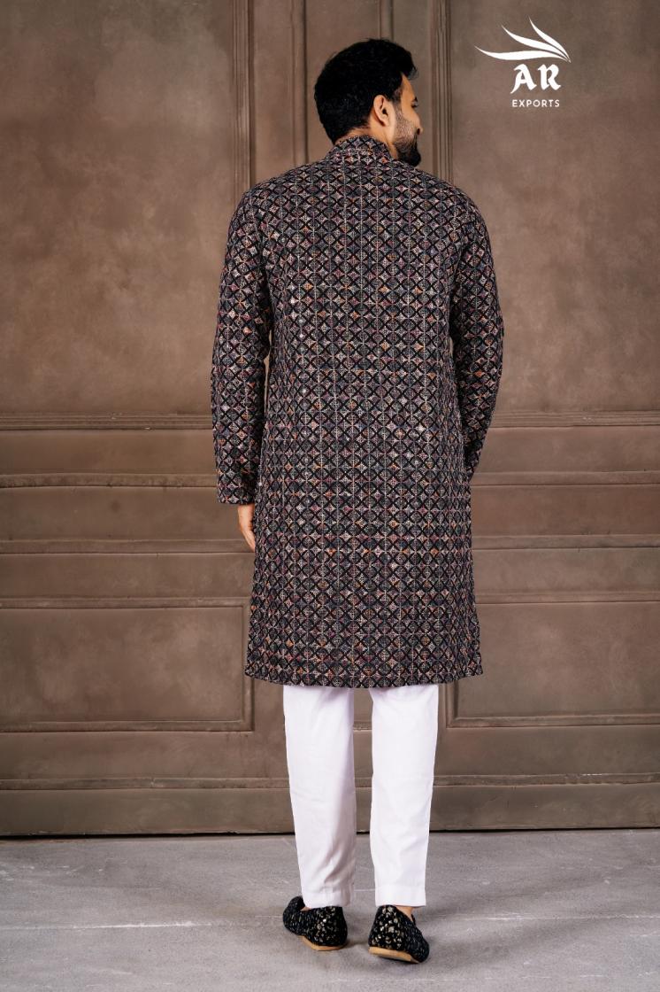 VESHBUSHA VOL 1 BY AR EXPORTS RAYON SHIFFLLI WORK READYMADE STYLISH MENS KURTA