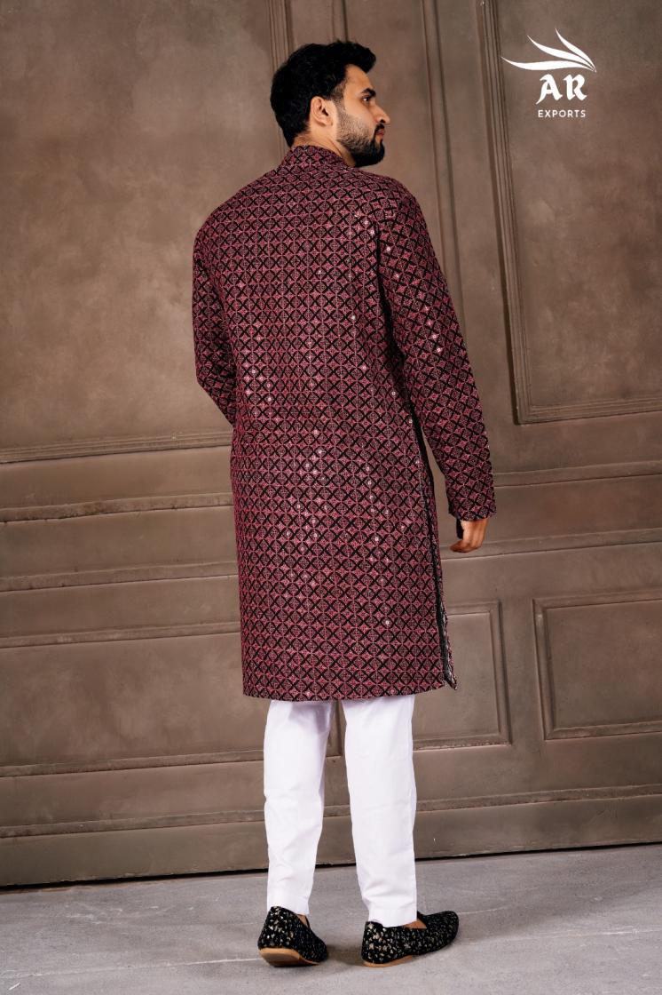 VESHBUSHA VOL 1 BY AR EXPORTS RAYON SHIFFLLI WORK READYMADE STYLISH MENS KURTA