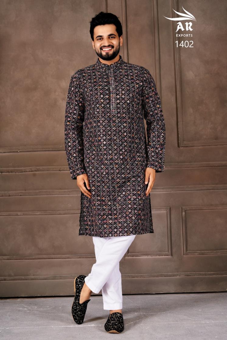 VESHBUSHA VOL 1 BY AR EXPORTS RAYON SHIFFLLI WORK READYMADE STYLISH MENS KURTA