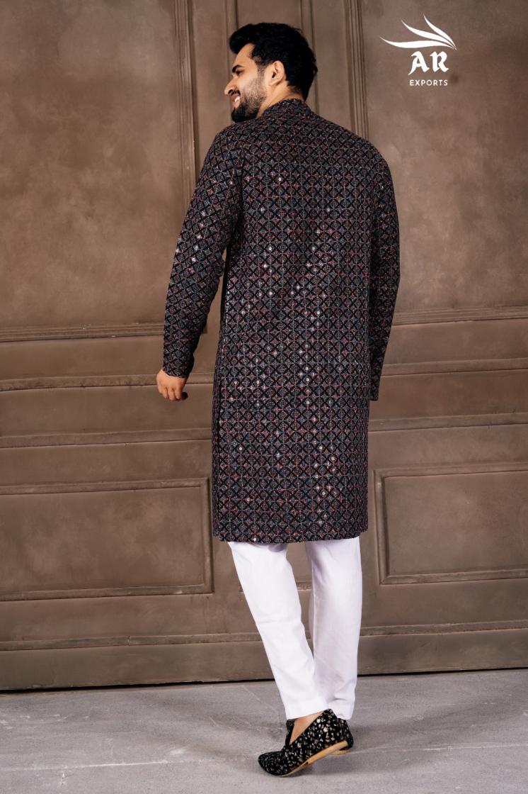 VESHBUSHA VOL 1 BY AR EXPORTS RAYON SHIFFLLI WORK READYMADE STYLISH MENS KURTA