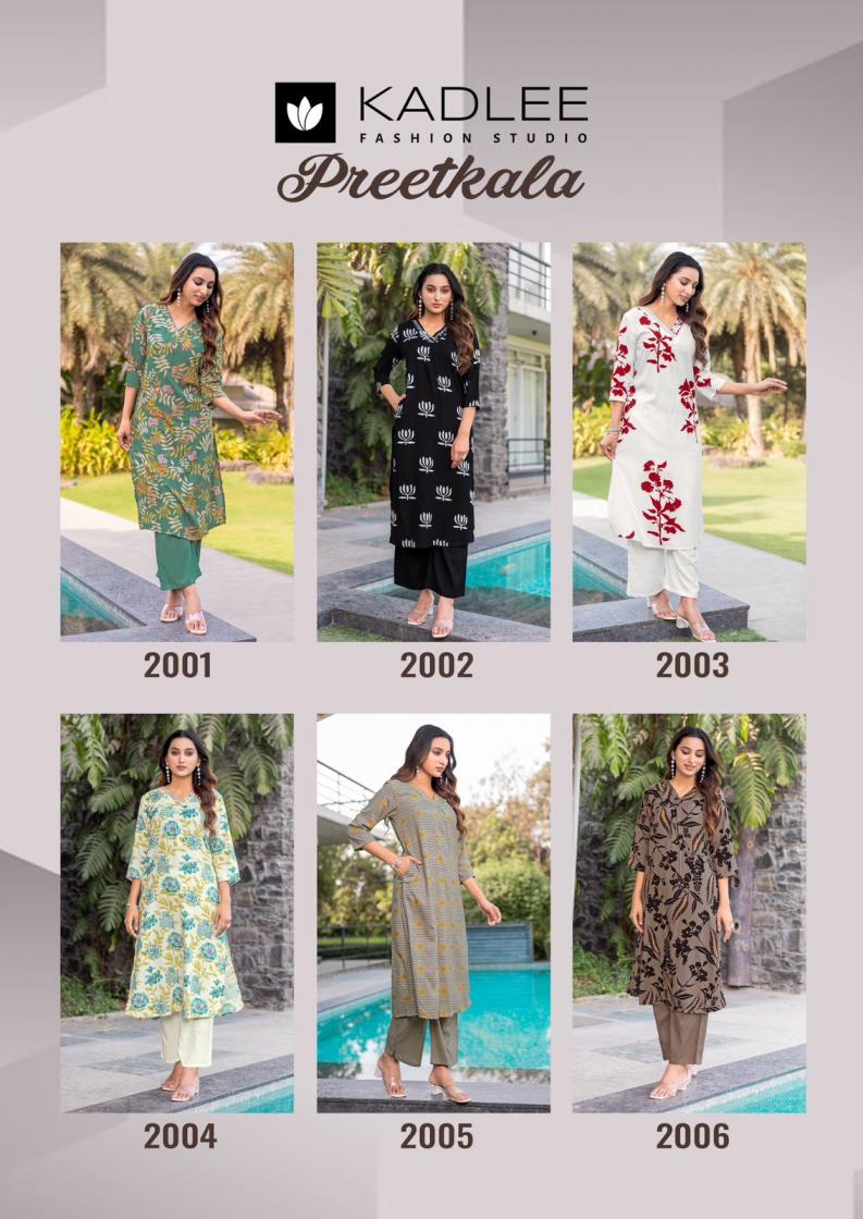 PREETKALA BY KADLEE RAYON FULLY STITCH UNIQUE DESIGN CO-ORD SETS