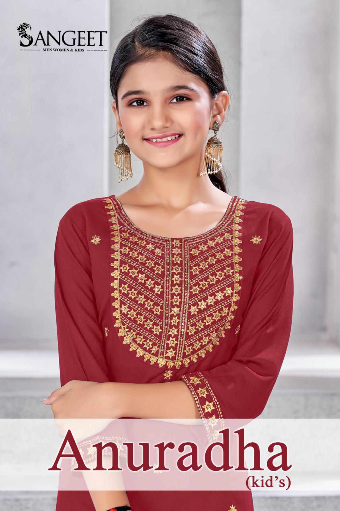 SANGEET ANURADHA VISCOSE RAYON READYMADE FANCY BIG SIZE KIDS KURTI WITH PANT