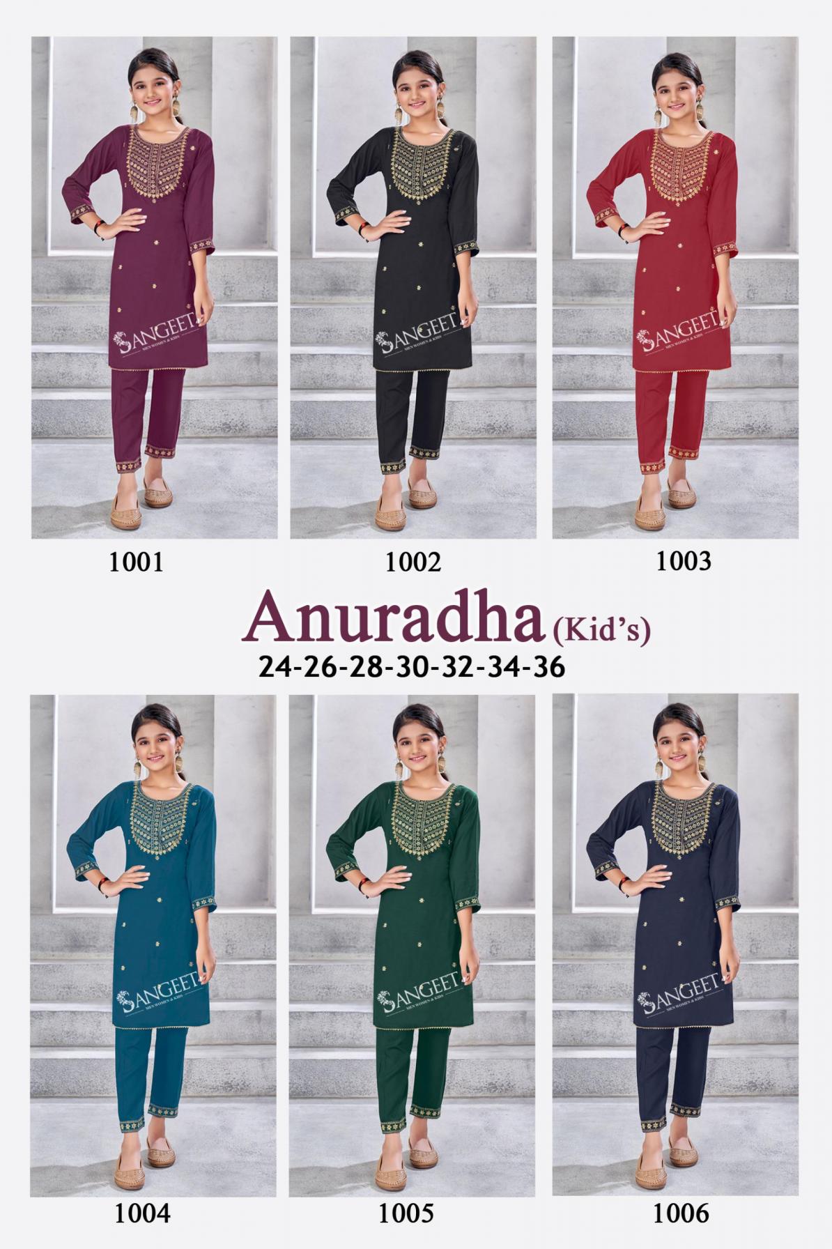 SANGEET ANURADHA VISCOSE RAYON READYMADE FANCY BIG SIZE KIDS KURTI WITH PANT
