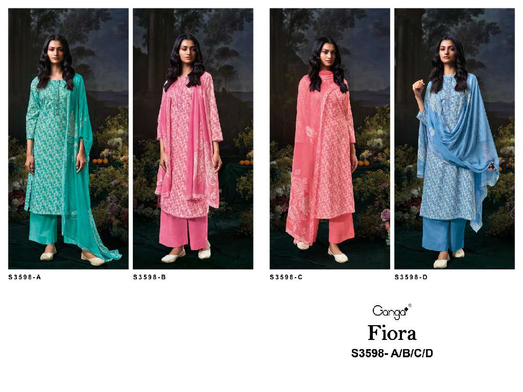 GANGA FIORA S3598 WHOLSALE PREMIUM COTTON DESIGNER PARTY WEAR SUITS