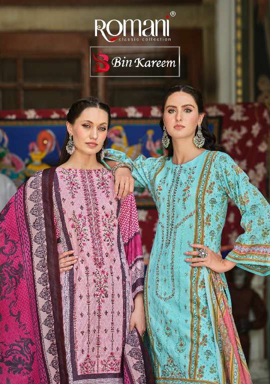 ROMANI PRESENT BIN KAREEM WHOLESALE PREMIUM SOFT COTTON PRINT WITH EMBROIDERY WORK FANCY PAKISTANI STYLE SUITS