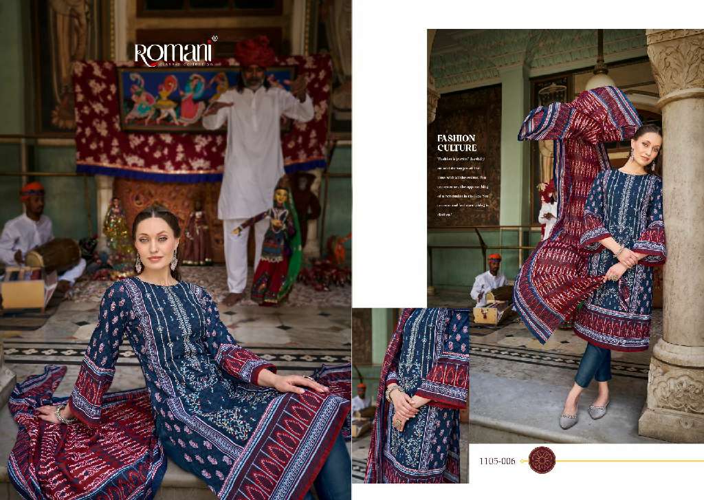 ROMANI PRESENT BIN KAREEM WHOLESALE PREMIUM SOFT COTTON PRINT WITH EMBROIDERY WORK FANCY PAKISTANI STYLE SUITS