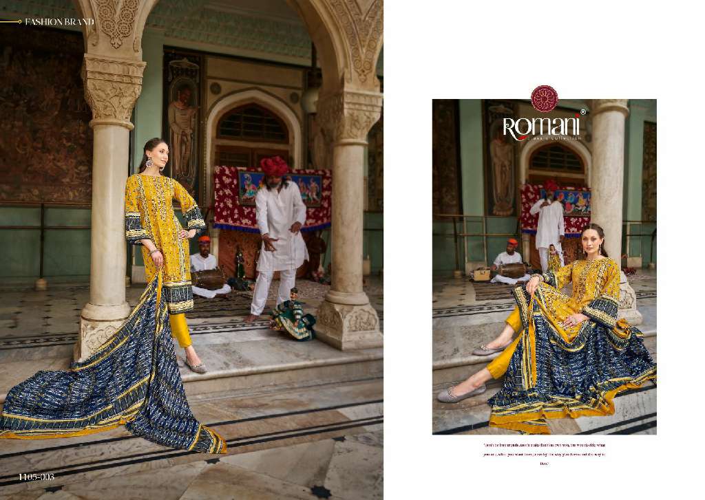 ROMANI PRESENT BIN KAREEM WHOLESALE PREMIUM SOFT COTTON PRINT WITH EMBROIDERY WORK FANCY PAKISTANI STYLE SUITS