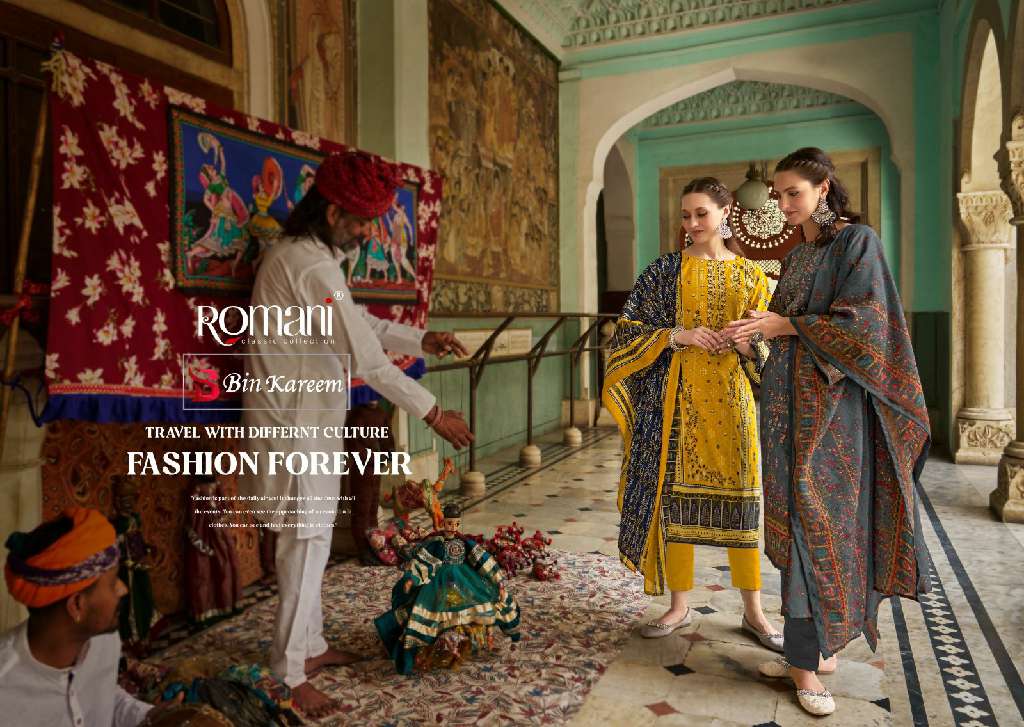 ROMANI PRESENT BIN KAREEM WHOLESALE PREMIUM SOFT COTTON PRINT WITH EMBROIDERY WORK FANCY PAKISTANI STYLE SUITS