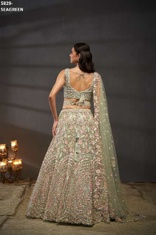 PF Series 5829 Colours Wholesale Net Fabrics Designer Lehengas