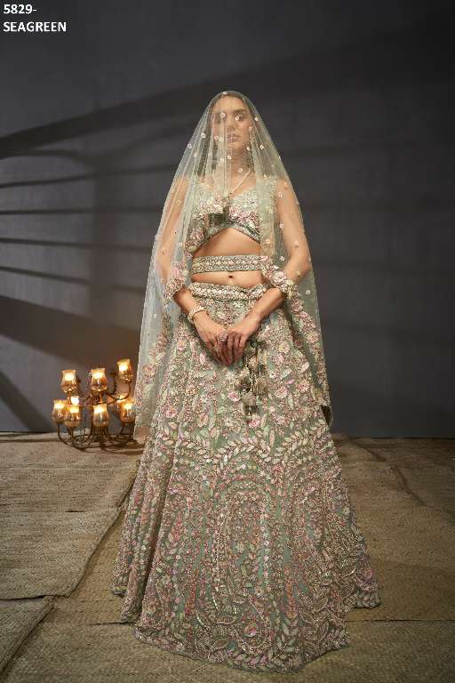 PF Series 5829 Colours Wholesale Net Fabrics Designer Lehengas