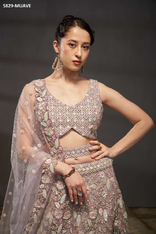 PF Series 5829 Colours Wholesale Net Fabrics Designer Lehengas
