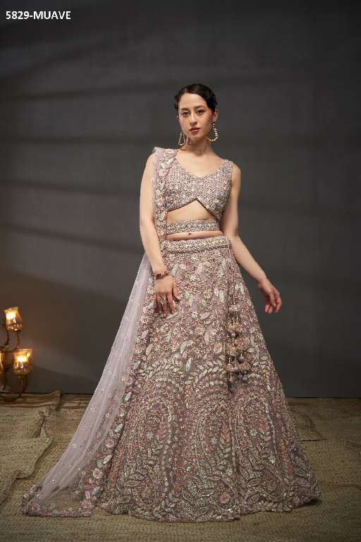 PF Series 5829 Colours Wholesale Net Fabrics Designer Lehengas