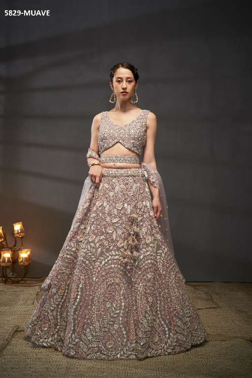 PF Series 5829 Colours Wholesale Net Fabrics Designer Lehengas