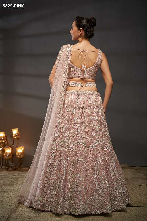 PF Series 5829 Colours Wholesale Net Fabrics Designer Lehengas