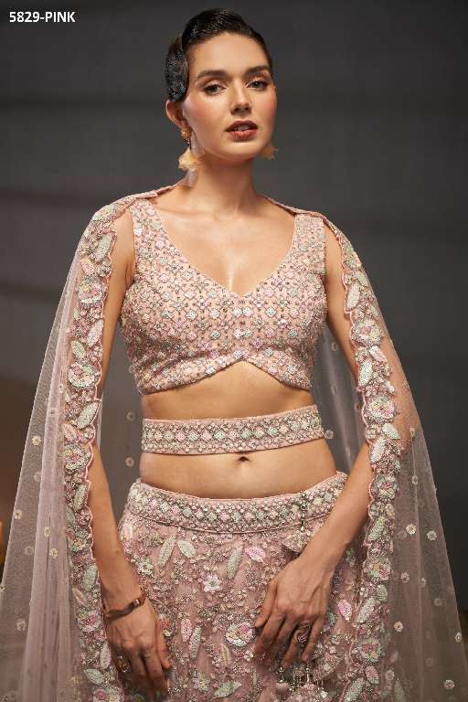 PF Series 5829 Colours Wholesale Net Fabrics Designer Lehengas