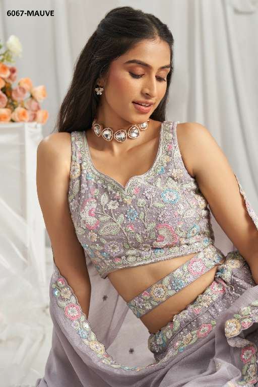 PF SERIES 6067 COLORS WHOLESALE POLY CHIFFON WITH HEAVY WORK DESIGNER LEHENGA FOR ANY OCCASION