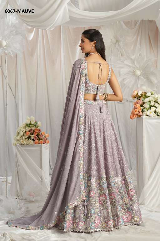 PF SERIES 6067 COLORS WHOLESALE POLY CHIFFON WITH HEAVY WORK DESIGNER LEHENGA FOR ANY OCCASION