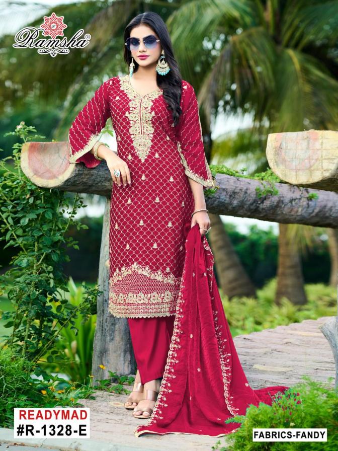 R 1328 NX BY RAMSHA EFGH FANDY DESIGNER FULLY STITCH PAKISTANI 3PCS DRESS