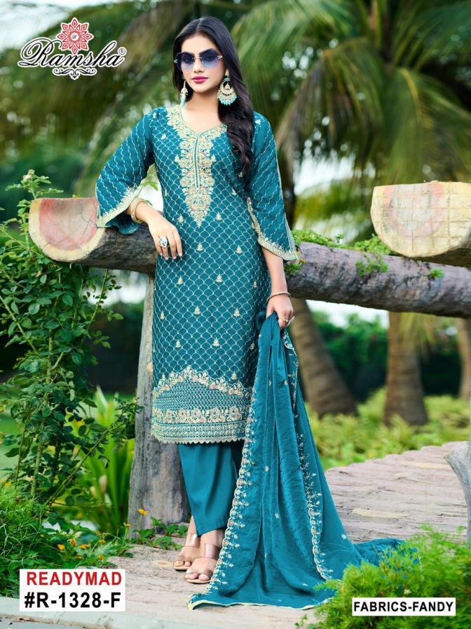 R 1328 NX BY RAMSHA EFGH FANDY DESIGNER FULLY STITCH PAKISTANI 3PCS DRESS