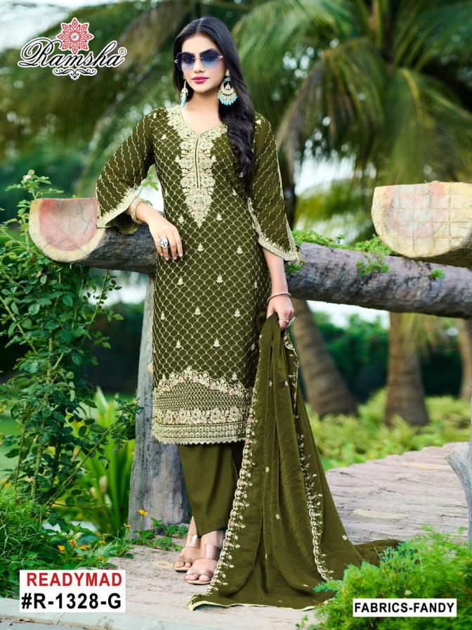 R 1328 NX BY RAMSHA EFGH FANDY DESIGNER FULLY STITCH PAKISTANI 3PCS DRESS