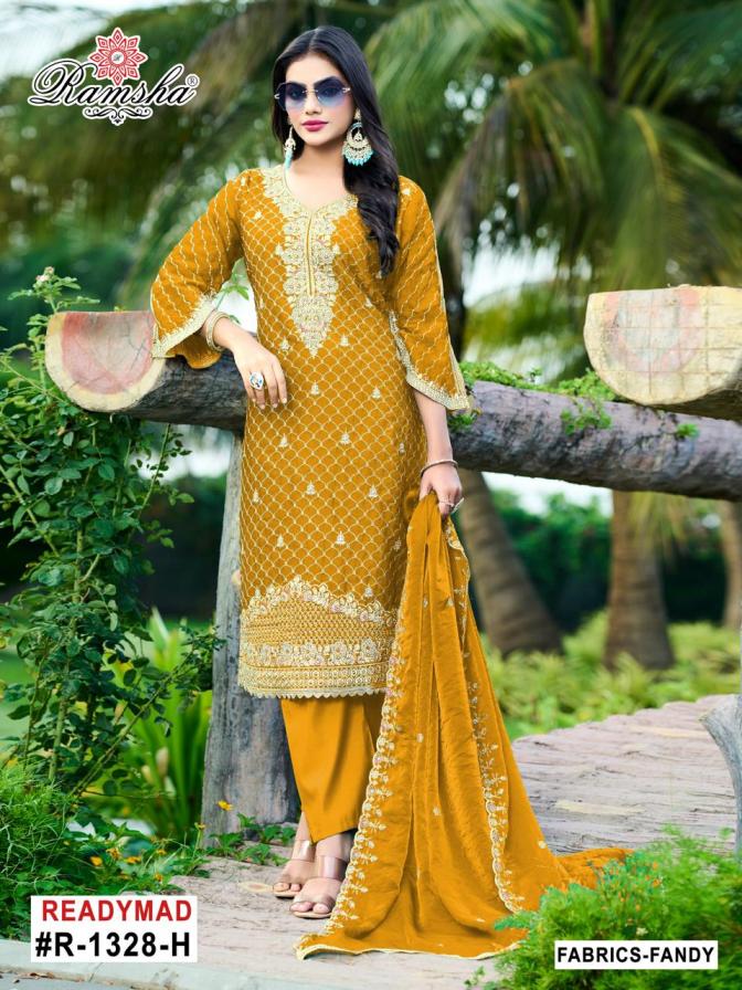 R 1328 NX BY RAMSHA EFGH FANDY DESIGNER FULLY STITCH PAKISTANI 3PCS DRESS
