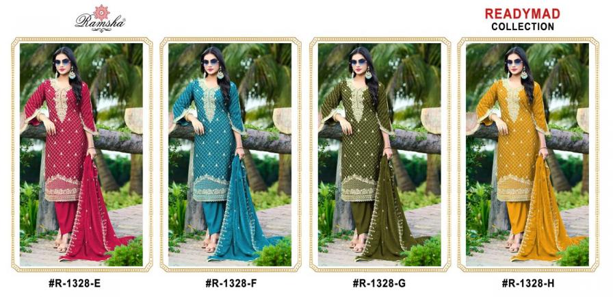 R 1328 NX BY RAMSHA EFGH FANDY DESIGNER FULLY STITCH PAKISTANI 3PCS DRESS