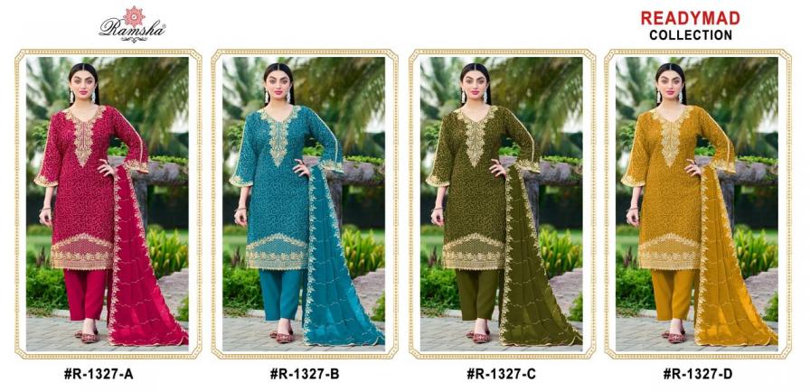 RAMSHA R 1327 NX ABCD FANDY READYMADE TRADITIONAL PAKISTANI 3PCS SUITS