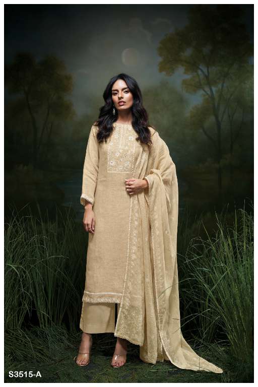 GANGA HAJIRA S3515 WHOLESALE DESIGNER PREMIUM PURE LINEN FESTIVE WEAR DRESS