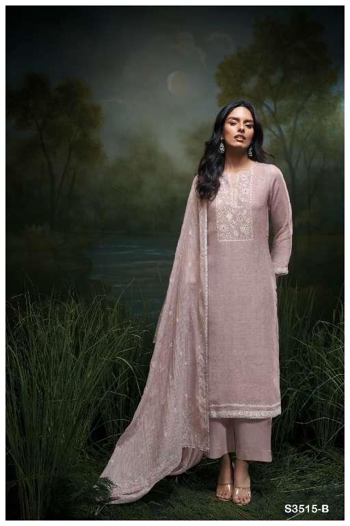 GANGA HAJIRA S3515 WHOLESALE DESIGNER PREMIUM PURE LINEN FESTIVE WEAR DRESS