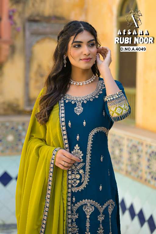 AFSANA RUBY NOOR WHOLESALE GEORGETTE WITH CORDING HEAVY WORK WITH LATKAN READYMADE FESTIVAL WEAR SUITS