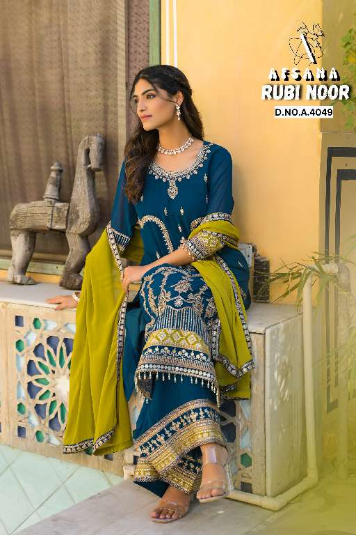 AFSANA RUBY NOOR WHOLESALE GEORGETTE WITH CORDING HEAVY WORK WITH LATKAN READYMADE FESTIVAL WEAR SUITS