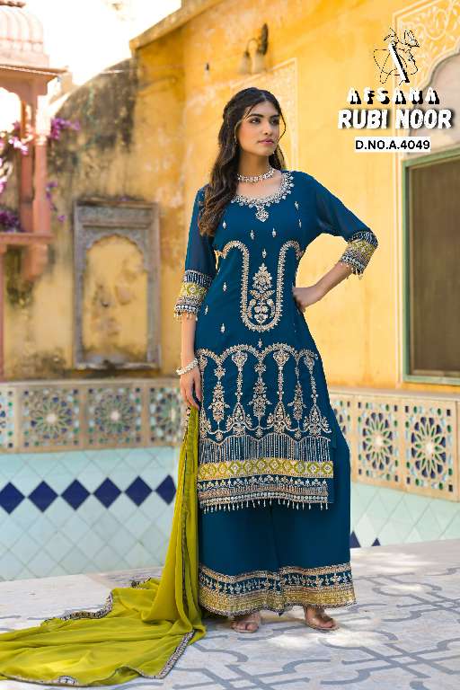 AFSANA RUBY NOOR WHOLESALE GEORGETTE WITH CORDING HEAVY WORK WITH LATKAN READYMADE FESTIVAL WEAR SUITS