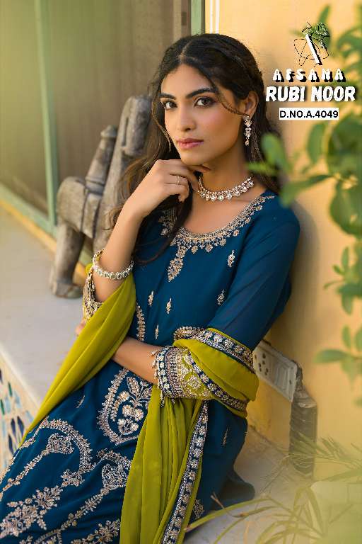 AFSANA RUBY NOOR WHOLESALE GEORGETTE WITH CORDING HEAVY WORK WITH LATKAN READYMADE FESTIVAL WEAR SUITS