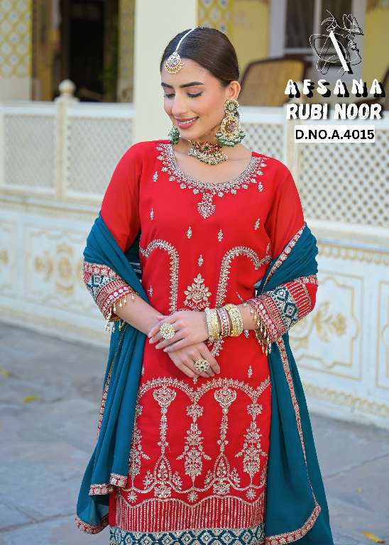 AFSANA RUBY NOOR WHOLESALE GEORGETTE WITH CORDING HEAVY WORK WITH LATKAN READYMADE FESTIVAL WEAR SUITS