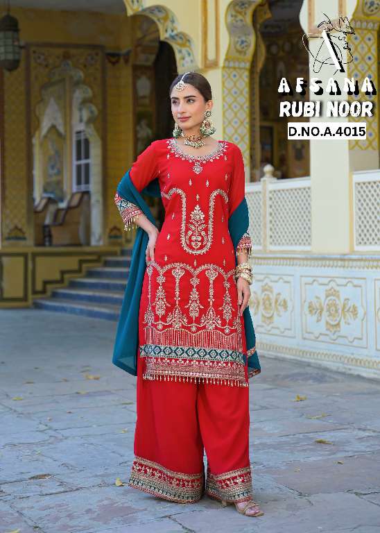 AFSANA RUBY NOOR WHOLESALE GEORGETTE WITH CORDING HEAVY WORK WITH LATKAN READYMADE FESTIVAL WEAR SUITS
