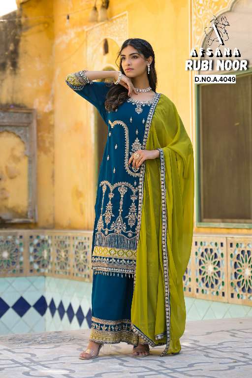 AFSANA RUBY NOOR WHOLESALE GEORGETTE WITH CORDING HEAVY WORK WITH LATKAN READYMADE FESTIVAL WEAR SUITS