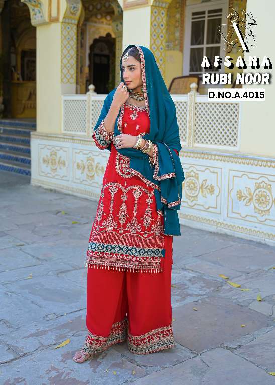 AFSANA RUBY NOOR WHOLESALE GEORGETTE WITH CORDING HEAVY WORK WITH LATKAN READYMADE FESTIVAL WEAR SUITS