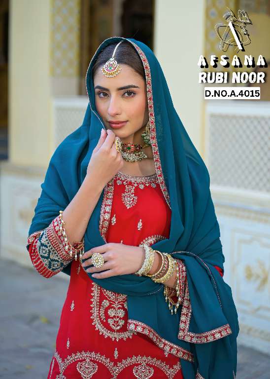 AFSANA RUBY NOOR WHOLESALE GEORGETTE WITH CORDING HEAVY WORK WITH LATKAN READYMADE FESTIVAL WEAR SUITS