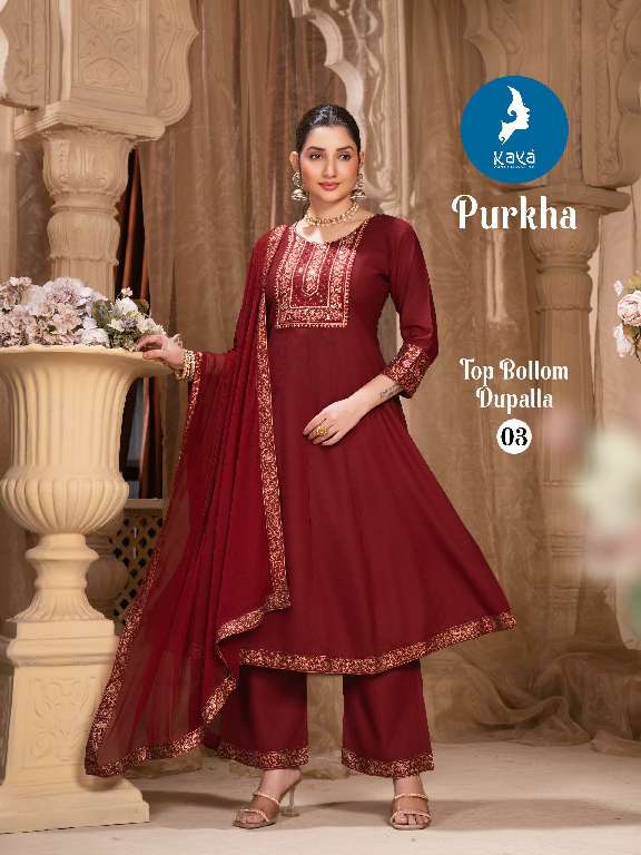 KAYA PRESENT PURKHA WHOLESALE READYMADY 3 PCS CONCEPT IN ANARKALI SUITS