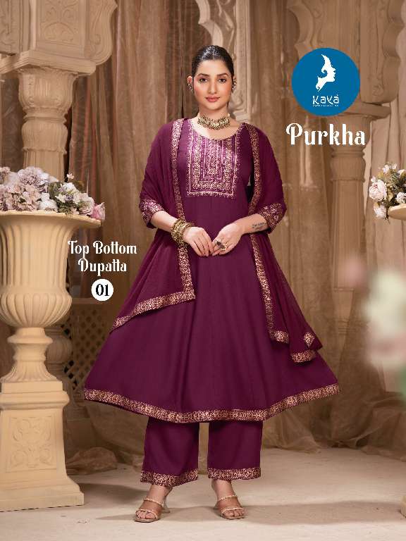 KAYA PRESENT PURKHA WHOLESALE READYMADY 3 PCS CONCEPT IN ANARKALI SUITS
