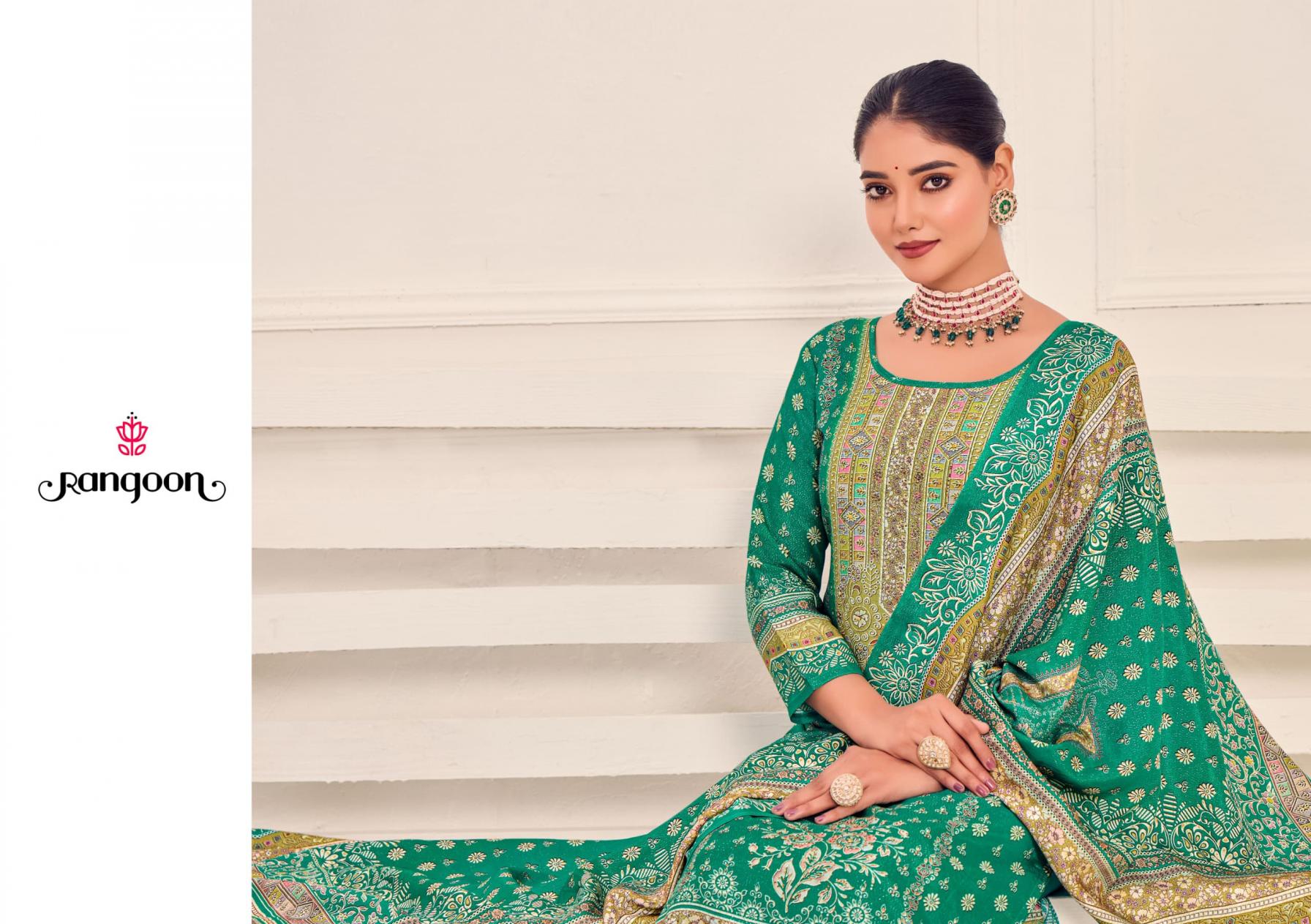 RANGOON PRESENTS HEAVEN NET WORK TOP BOTTOM AND DUPATTA SET