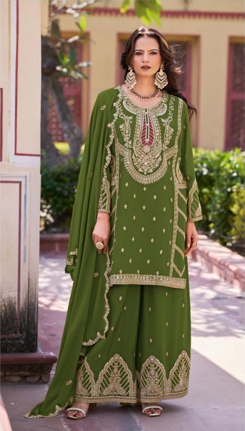 DEEPSY SUITS D 922ABCD PURE CHINNON EMBROIDERY PLAZZO STYLE FULLSTITCH SUITS