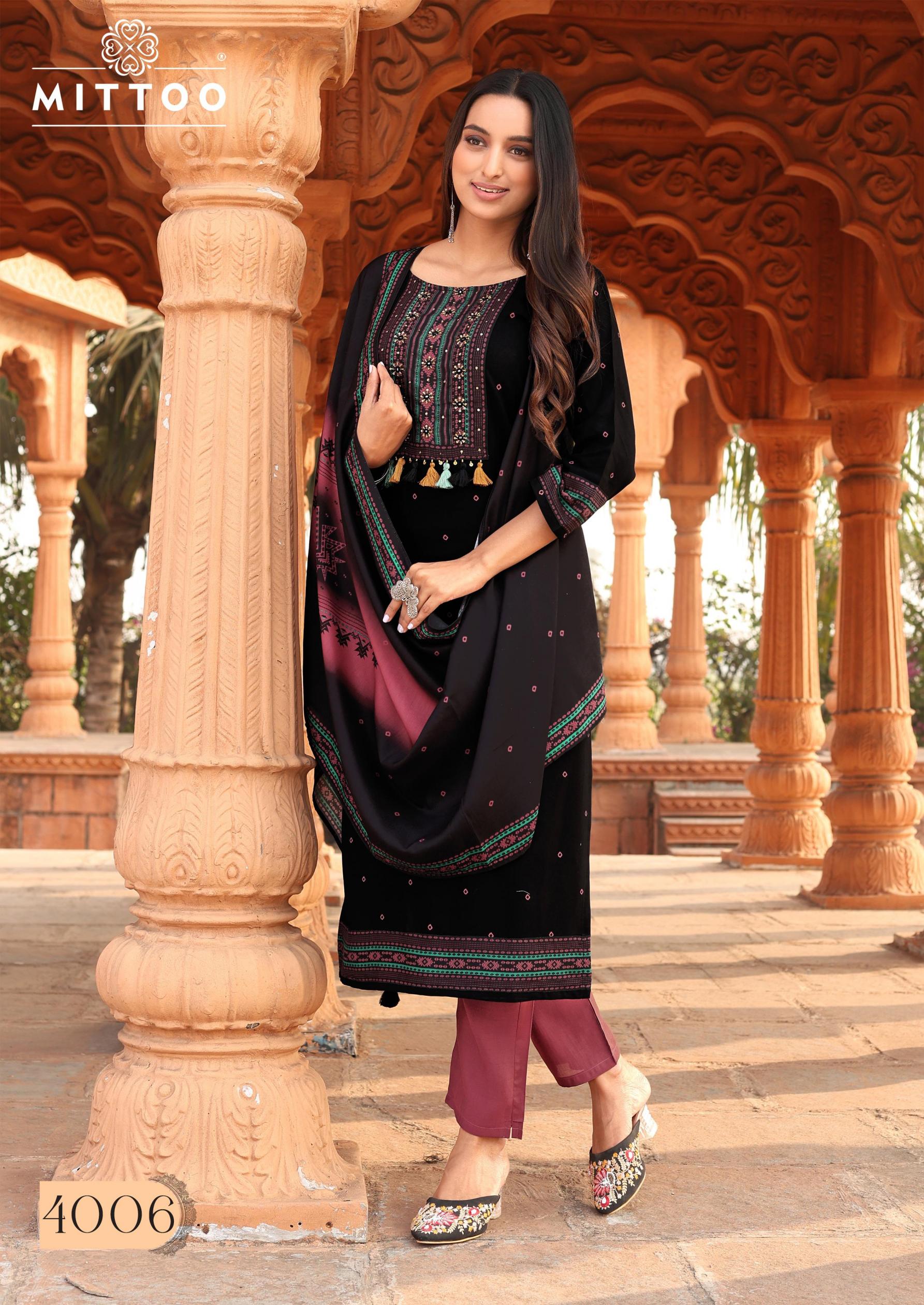 MITTOO LAUNCH HEAVY RAYON COLORDROP INDIAN SUITS